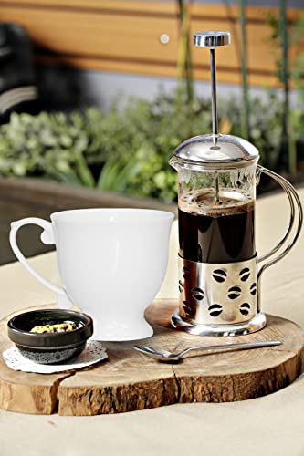 QOUTIQUE Bone China Coffee Mugs - 20 Ounce - Set of 4, Cups for Latte, Hot Tea, Cappuccino, Mocha, Cocoa, Mug Set, Large Coffee Mug, White