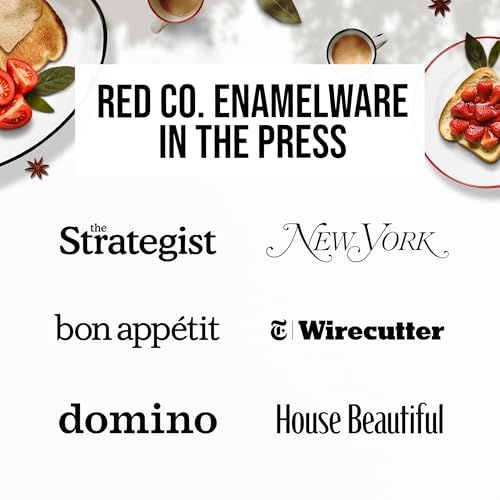 Red Co. Set of 6 Enamelware Metal Small Classic 5 Oz Round Coffee and Tea Mug with Handle, Distressed White/Black Rim