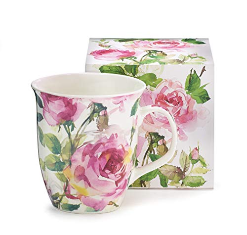 Porcelain Mug with Pink Roses Design, 16oz