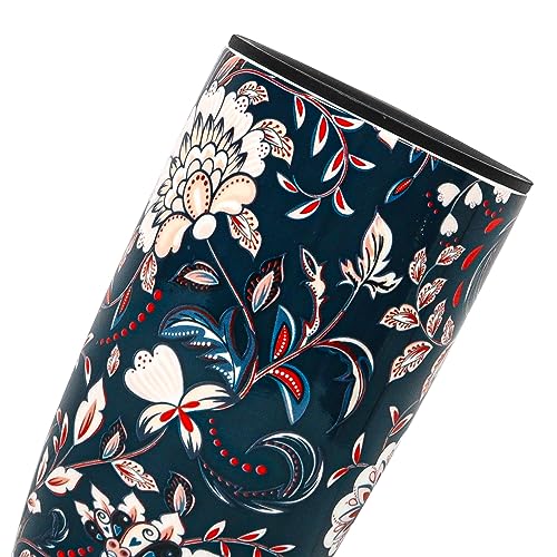 Blue Flower Porcelain Latte Mug with Lid 17oz