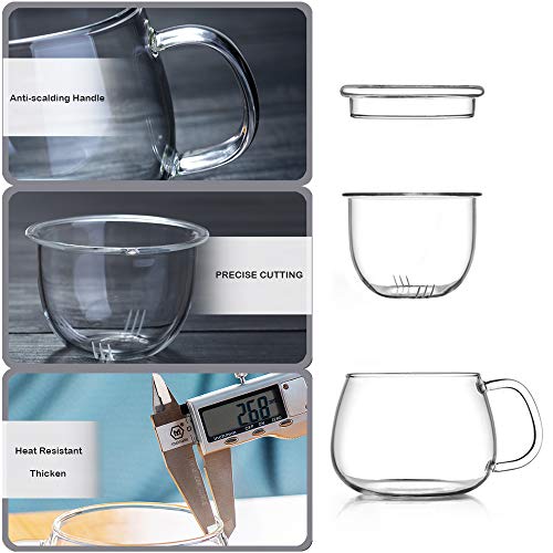 Lezero 13oz Tea Cups with Infuser and Lid