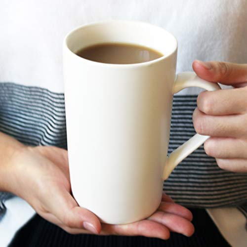 Set of 2 Ceramic 16oz Coffee Mugs with Lid and Spoon