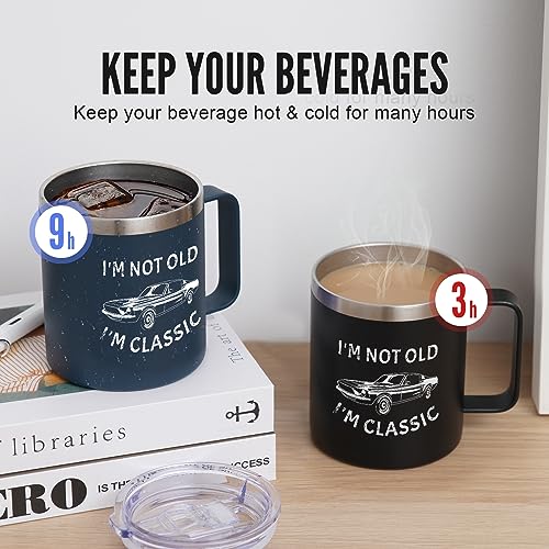 NOWWISH Birthday Gifts for Men - I'm Not Old I'm Classic Coffee Mug - Retirement Gifts for Him, Funny Gifts for Husband, Grandpa, Dad on Fathers Day (14oz, Black)
