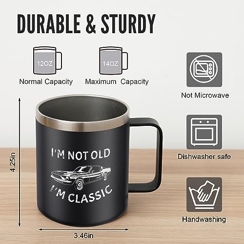 NOWWISH Birthday Gifts for Men - I'm Not Old I'm Classic Coffee Mug - Retirement Gifts for Him, Funny Gifts for Husband, Grandpa, Dad on Fathers Day (14oz, Black)