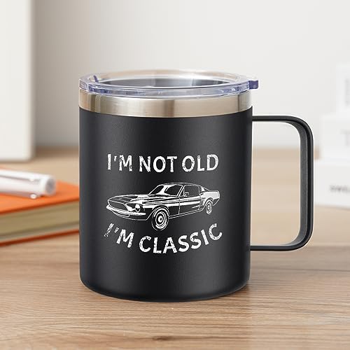 NOWWISH Birthday Gifts for Men - I'm Not Old I'm Classic Coffee Mug - Retirement Gifts for Him, Funny Gifts for Husband, Grandpa, Dad on Fathers Day (14oz, Black)
