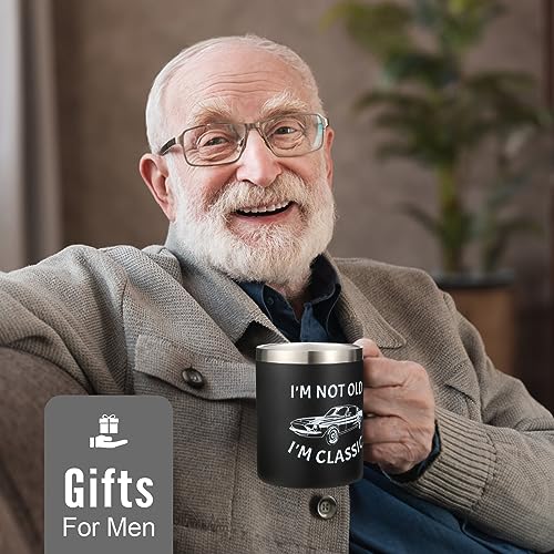 NOWWISH Birthday Gifts for Men - I'm Not Old I'm Classic Coffee Mug - Retirement Gifts for Him, Funny Gifts for Husband, Grandpa, Dad on Fathers Day (14oz, Black)