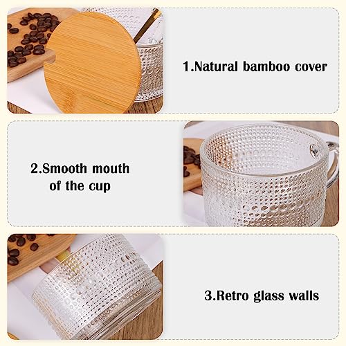 Vintage Glass Coffee Mugs Set with Spoons