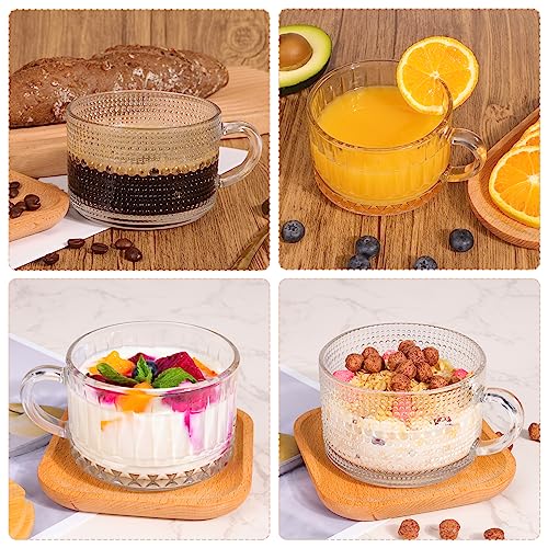 Vintage Glass Coffee Mugs Set with Spoons