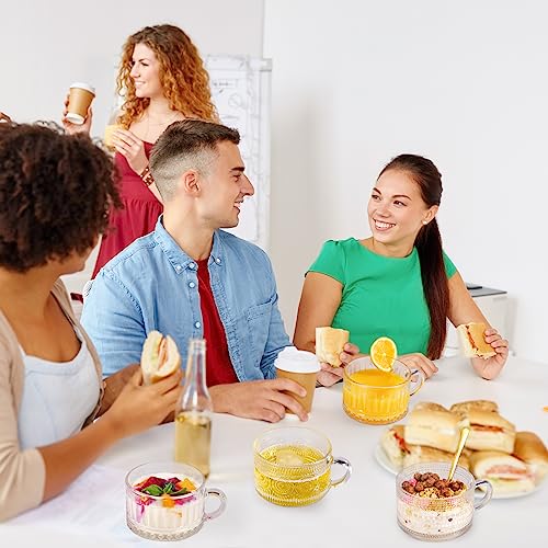Vintage Glass Coffee Mugs Set with Spoons