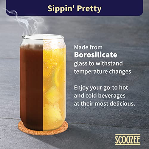 Sleek Glass Cups with Bamboo Lids and Straws