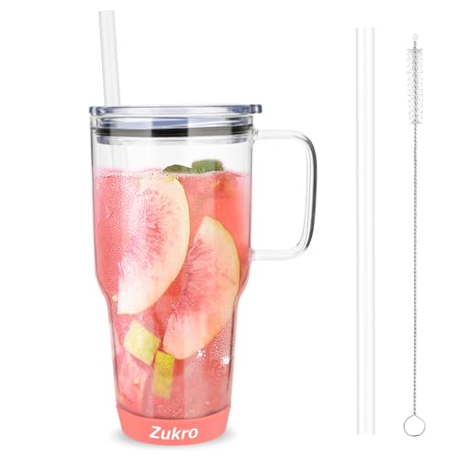 Zukro 32 oz Iced Coffee Tumbler with Handle