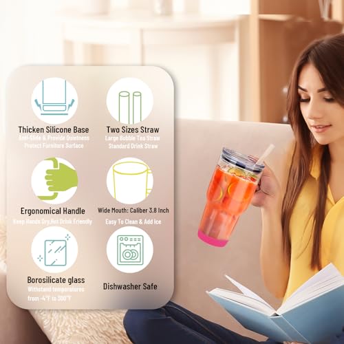 Zukro 32 oz Iced Coffee Tumbler with Handle