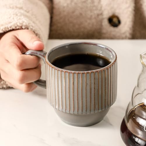 Stackable Ceramic Coffee Mugs Set of 4