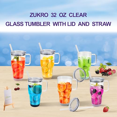 Zukro 32 oz Iced Coffee Tumbler with Handle