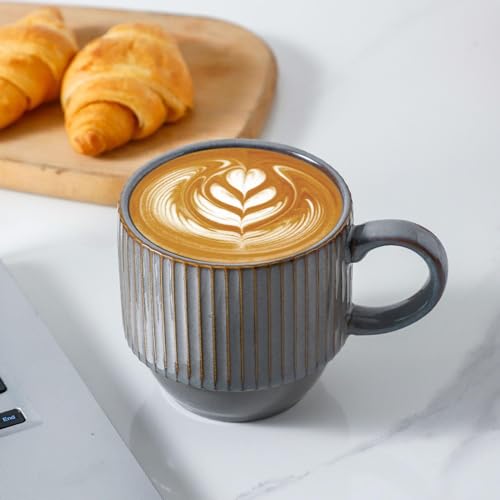 Stackable Ceramic Coffee Mugs Set of 4