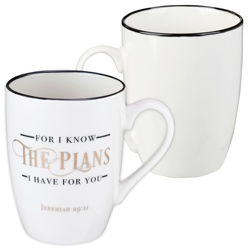 Christian Art Gifts White Ceramic Coffee Mug – 12 oz. Lead and Cadmium-free Non-Toxic Inspirational Scripture Coffee and Tea Mug for Men and Women with Bible Verse: I Know The Plans – Jeremiah 29:11