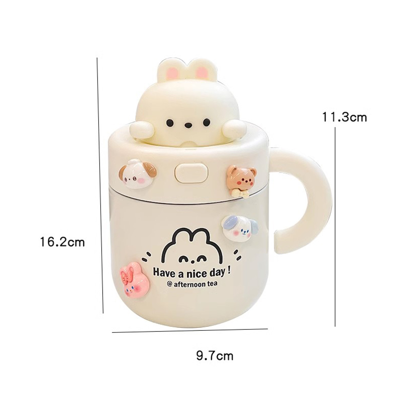Kawaii Bear Insulated Coffee Tumbler Straw Lid