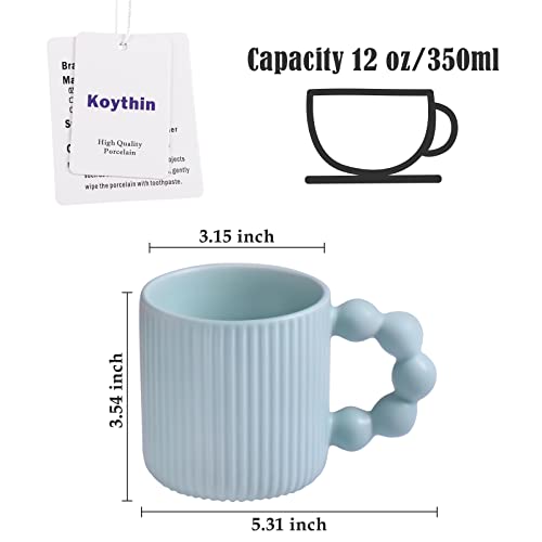 Koythin Light Blue Ceramic Coffee Mug, 12 oz