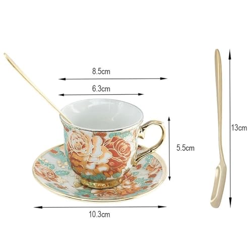 Hand Painted Flower Ceramic Coffee Cup Set