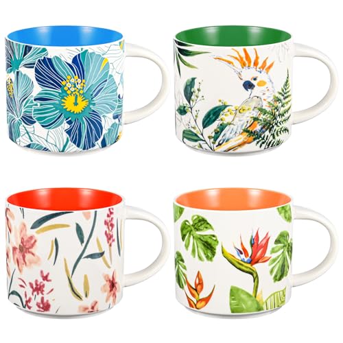 Cute Vintage Ceramic Coffee Mug Set of 4