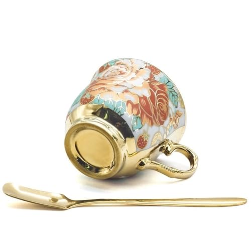 Hand Painted Flower Ceramic Coffee Cup Set