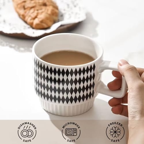 Elegant Stackable Stoneware Coffee Mugs Set of 4