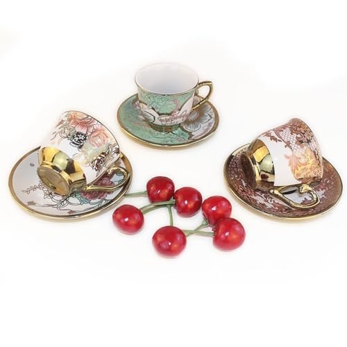 Hand Painted Flower Ceramic Coffee Cup Set