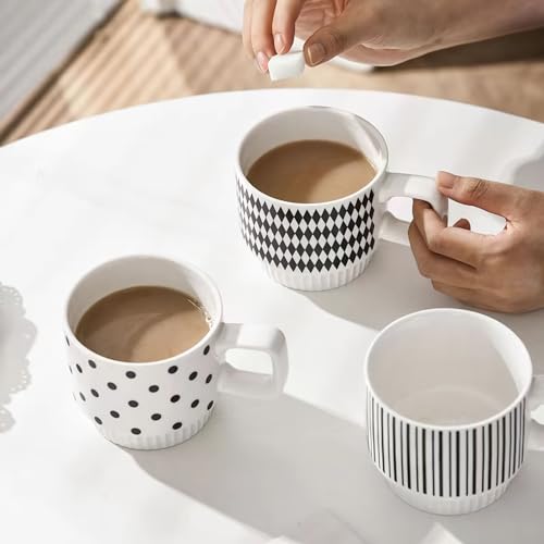 Elegant Stackable Stoneware Coffee Mugs Set of 4