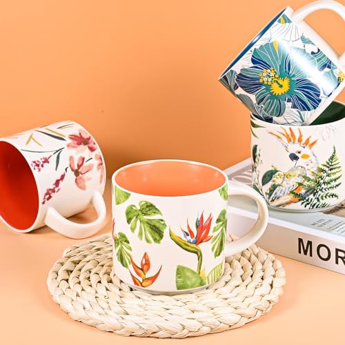 Cute Vintage Ceramic Coffee Mug Set of 4