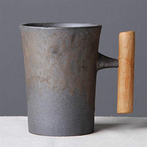 Vintage Japanese Ceramic Mug with Wood Handle