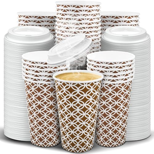 Ginkgo 16 oz Disposable Travel Coffee Cups, 100 Pack