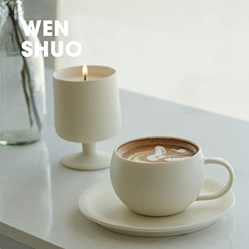 Egg Shape Coffee Mug with Saucer - Crème