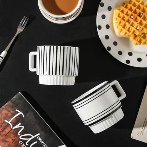 Elegant Stackable Stoneware Coffee Mugs Set of 4