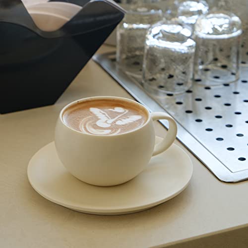 Egg Shape Coffee Mug with Saucer - Crème