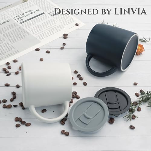 LINVIA 16oz Navy Blue Ceramic Coffee Mug