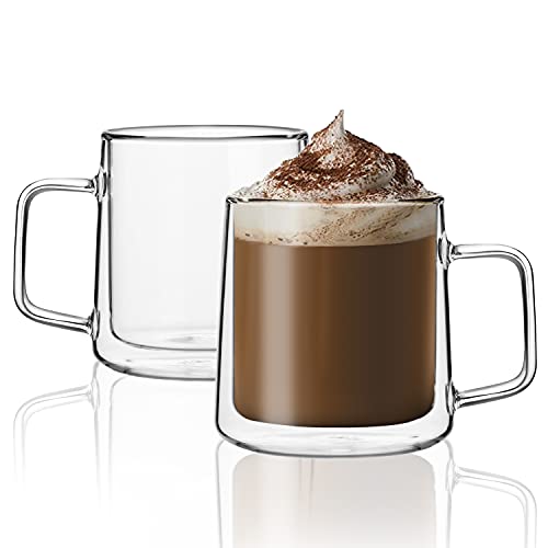 Double Wall Glass Coffee Mugs - Set of 2