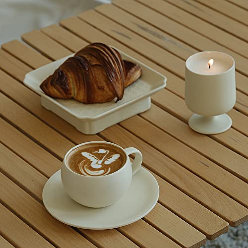 Egg Shape Coffee Mug with Saucer - Crème