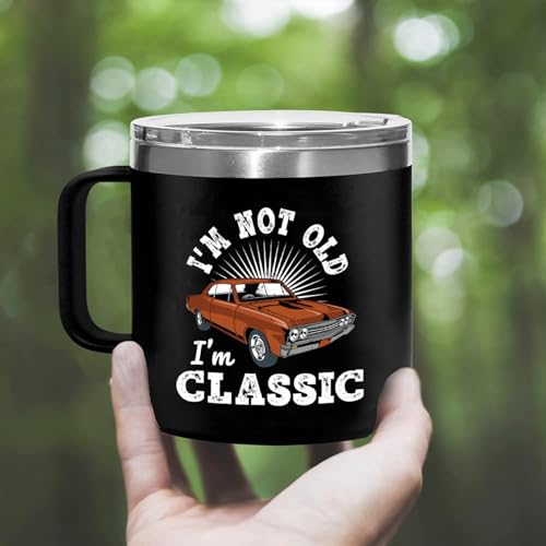 Old Man Gifts for Dad Im Not Old Im Classic Tumbler Funny Mugs for Dad Mugs for Men Gifts for Older Father Mens Birthday Gift Ideas Retirement Coffee Mug for Men 14oz Stainless Steel Tumbler With Lid