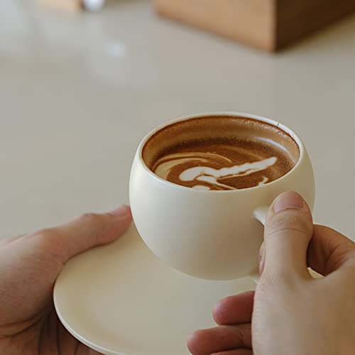 Egg Shape Coffee Mug with Saucer - Crème