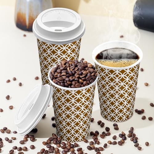Ginkgo 16 oz Disposable Travel Coffee Cups, 100 Pack