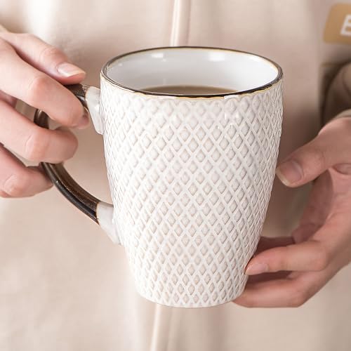 Embossed Ceramic Coffee Mug Set - 16 Oz