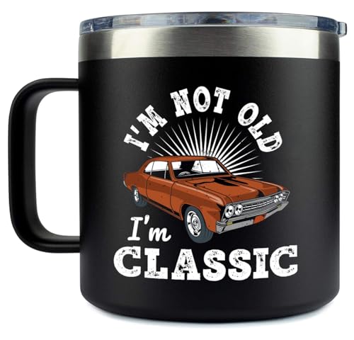 Old Man Gifts for Dad Im Not Old Im Classic Tumbler Funny Mugs for Dad Mugs for Men Gifts for Older Father Mens Birthday Gift Ideas Retirement Coffee Mug for Men 14oz Stainless Steel Tumbler With Lid