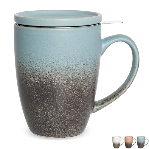 Matte Ceramic Tea Cup with Infuser - Dark Blue