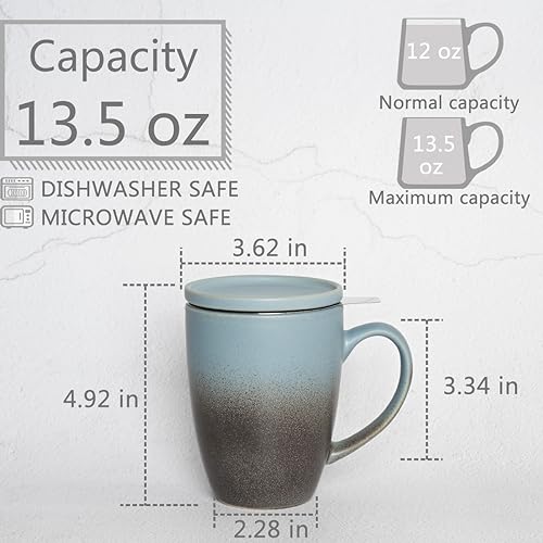 Matte Ceramic Tea Cup with Infuser - Dark Blue