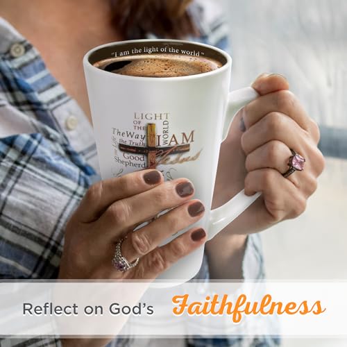 Christian Art Gifts White Stoneware Coffee Mug with Handle – 16 oz. Microwave & Dishwasher-safe Inspirational Scripture Coffee & Tea Mug for Men & Women with Bible Verse: Light of The World –John 8:12