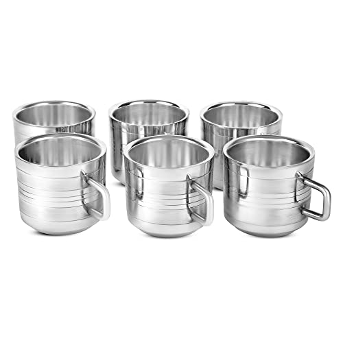 6-Pack Double Wall Stainless Steel Tea Cups