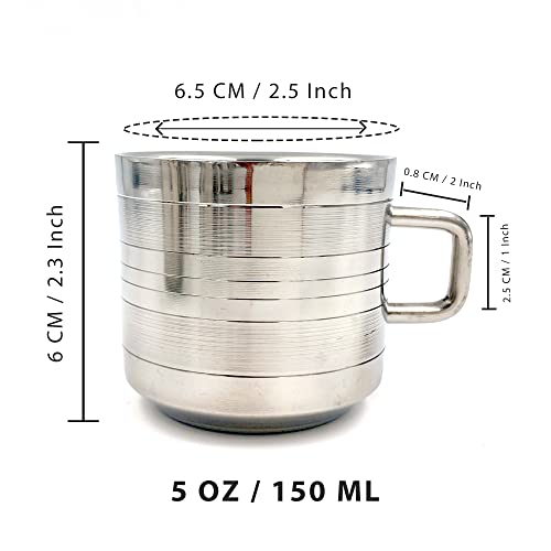 6-Pack Double Wall Stainless Steel Tea Cups