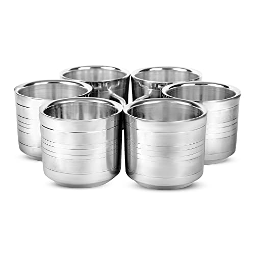6-Pack Double Wall Stainless Steel Tea Cups