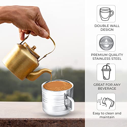 6-Pack Double Wall Stainless Steel Tea Cups
