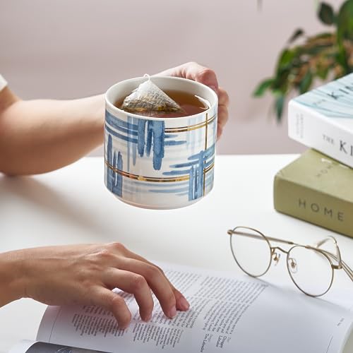 Divitis Home 18OZ stackable coffee mugs set of 4, new bone china coffee mugs, coffee cup sets of 4, coffee mugs set, coffee cup set, coffee cups, mugs, tea mugs, tea cups (Blue Vibes)